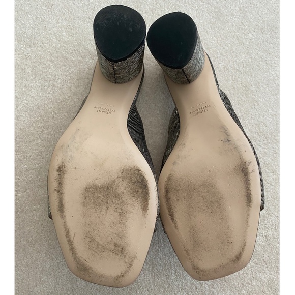 STUART WEITZMAN PLEATED RHINESTONE METALLIC SANDALS - Picture 11 of 11